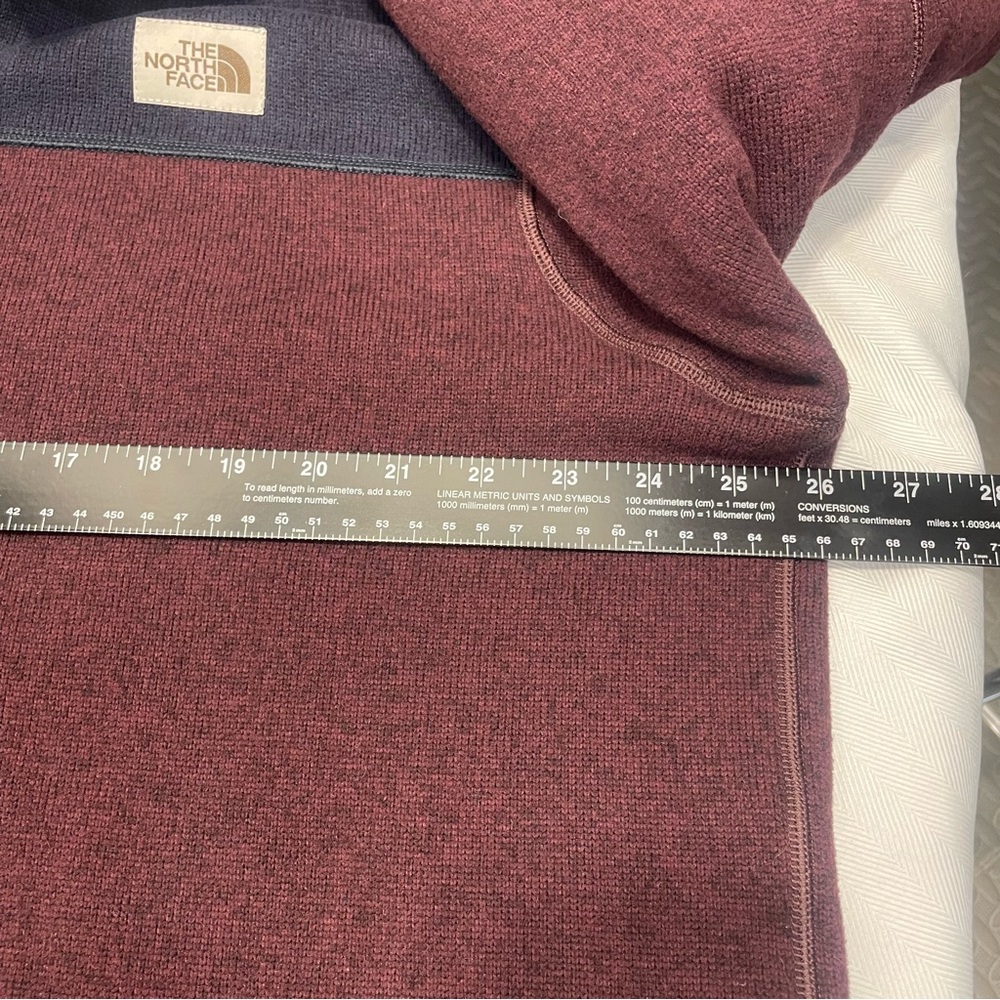 The North Face Men’s Pullover Fleece Size XL Maroon/Navy Colorblock Q Zip - Picture 7 of 11